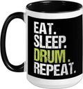 Eat Sleep Drum Repeat Drummer Ceramic Mug
