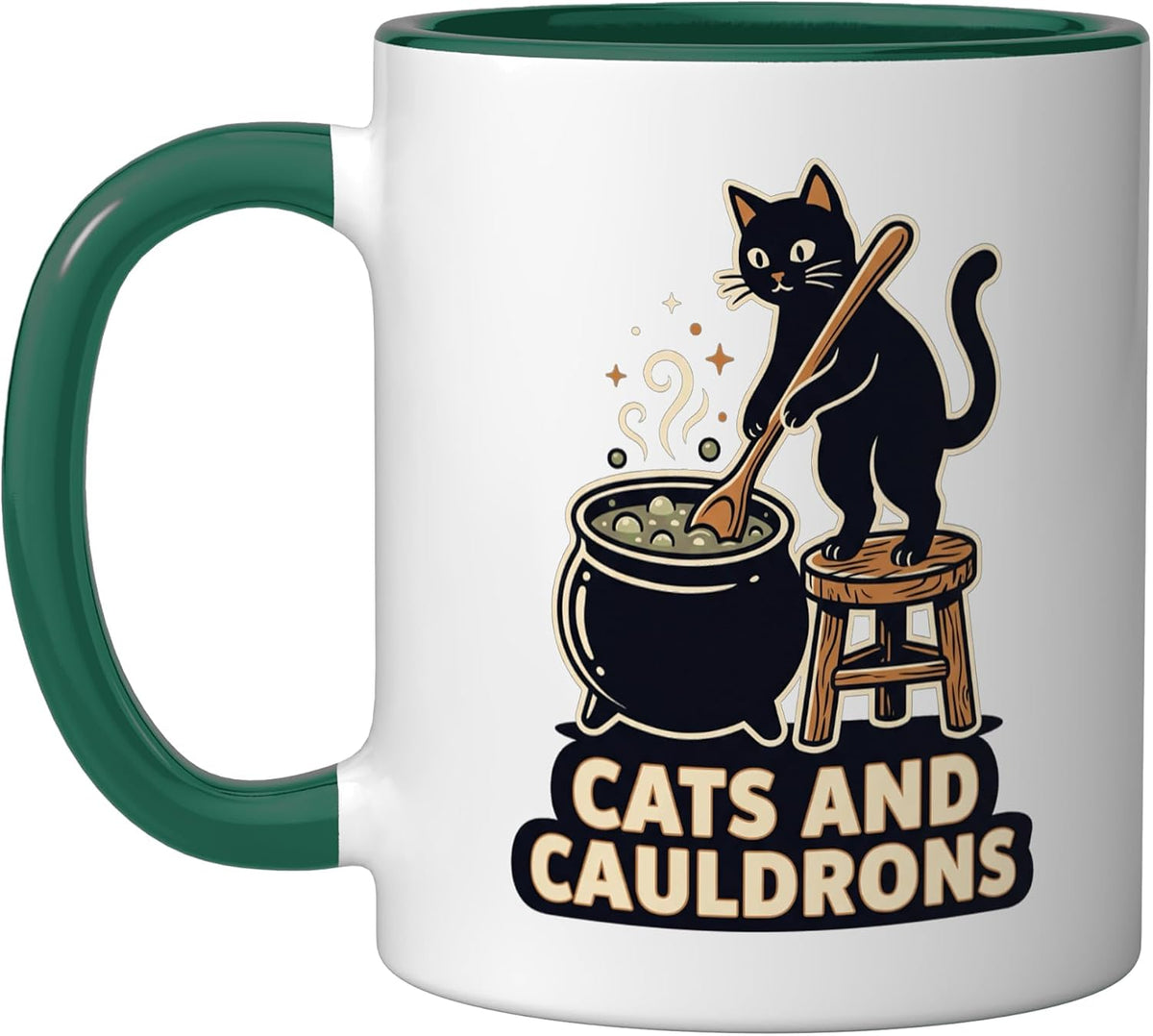 Cat Witch Cauldron Halloween Magic Potion Cats Design Ceramic Mug