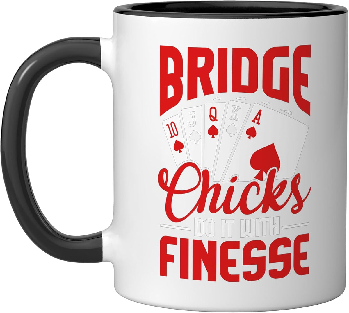 Bridge Chicks Finesse Card Game Design Ceramic Mug