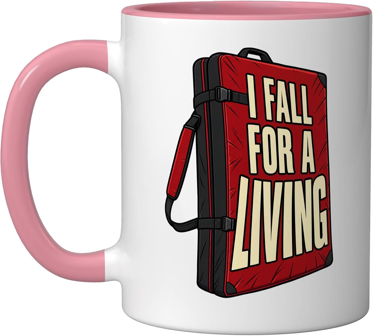 Bouldering I Fall for a Living Funny Climber Rock Climbing Ceramic Mug