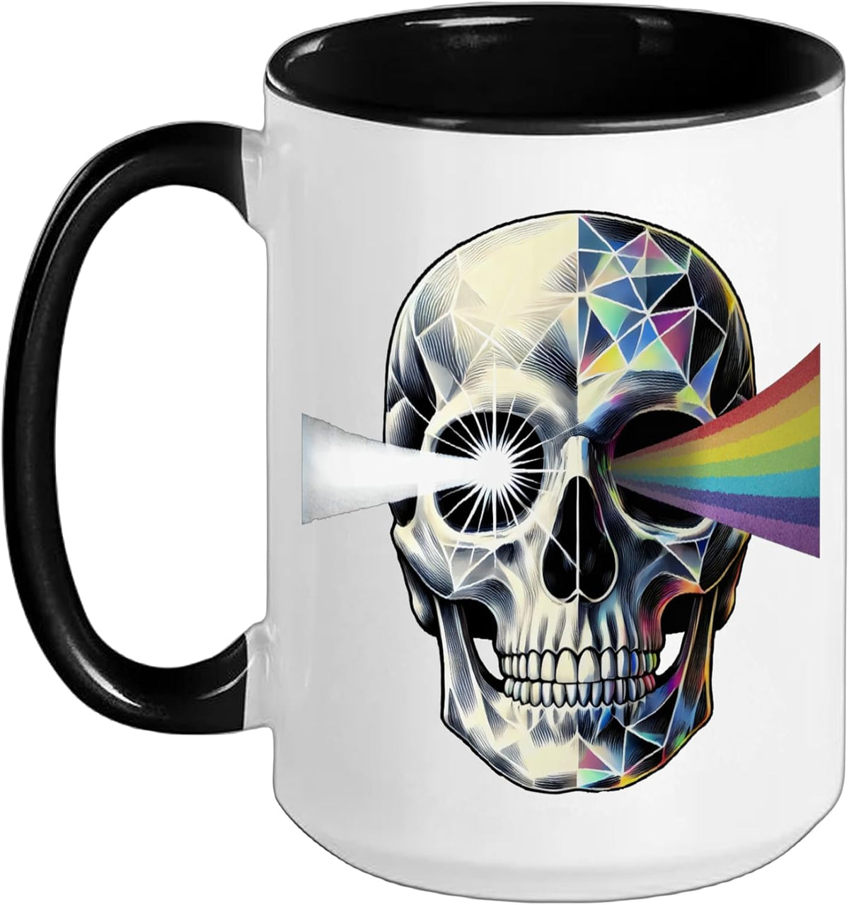 Rock Music Prism Rainbow Light Skeleton Goth Ceramic Mug
