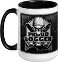 Proud Logger Lumberjack Skull Crossed Logging Chainsaws Ceramic Mug