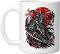 Japanese Samurai Skeleton Katana Cherry Blossom Tattoo Art Ceramic Mug