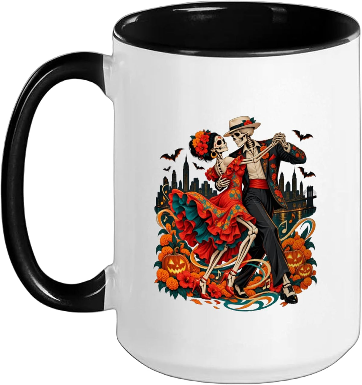 Salsa Skeleton Couple Halloween Dance Ceramic Mug