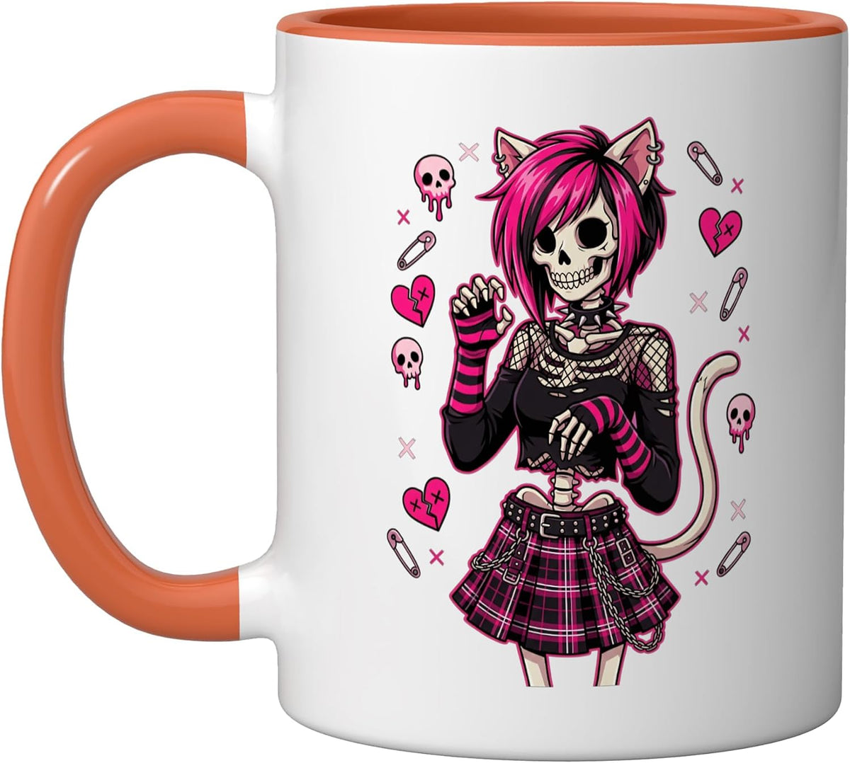 Emo Goth Skeleton Cat Girl Pastel Punk Alternative Ceramic Mug