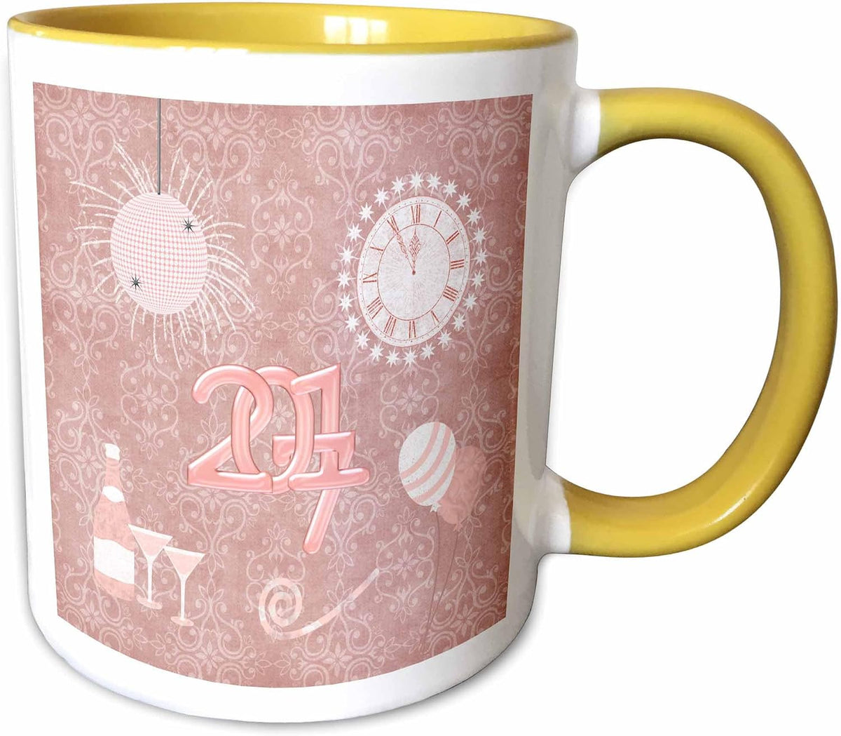 New Year 2017, Champagne, Glasses, Clock Ceramic Mug