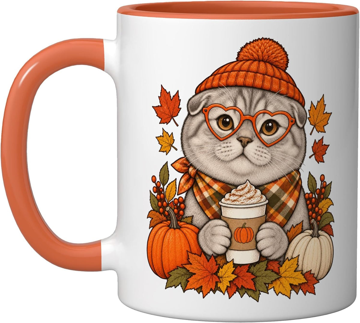 Scottish Fold Cat Fall Autumn Season Pumpkin Spice Coffee Mug