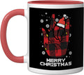 Merry Christmas Rock Hand Sign Buffalo Plaid Xmas Rocker Ceramic Mug