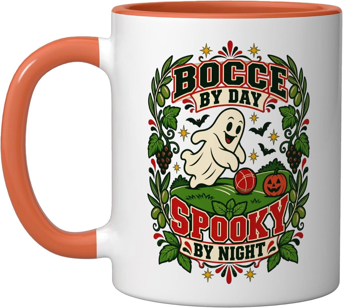 Bocce Halloween Ghost Italian Lawn Bowling Funny Player Ceramic Mug