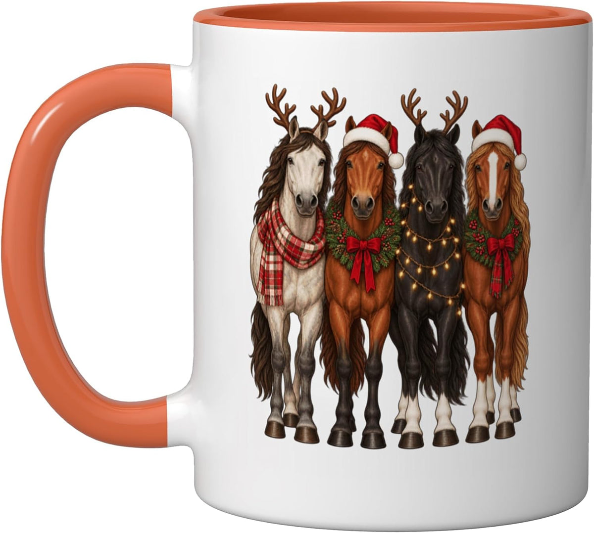 Western Christmas Horse Reindeer Santa Hat Cowgirl Womens Ceramic Mug
