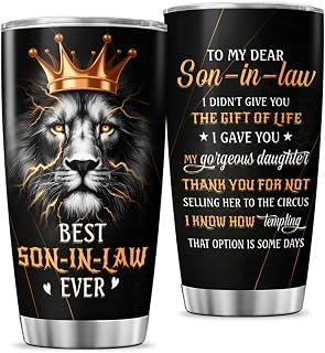 Funny Son-In-Law Gift , Crown Lion Design Stainless Steel Travel Mug