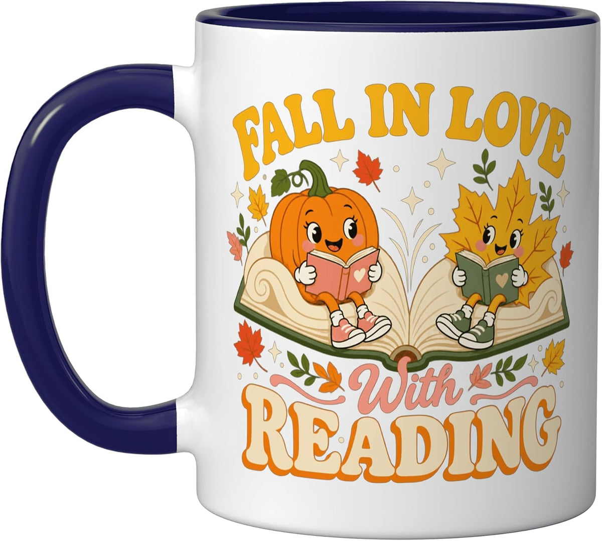 Fall in Love with Reading Pumpkin Ceramic Mug