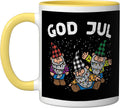 God Jul Buffalo Plaid Nordic Christmas Gnomes Tomte Ceramic Mug