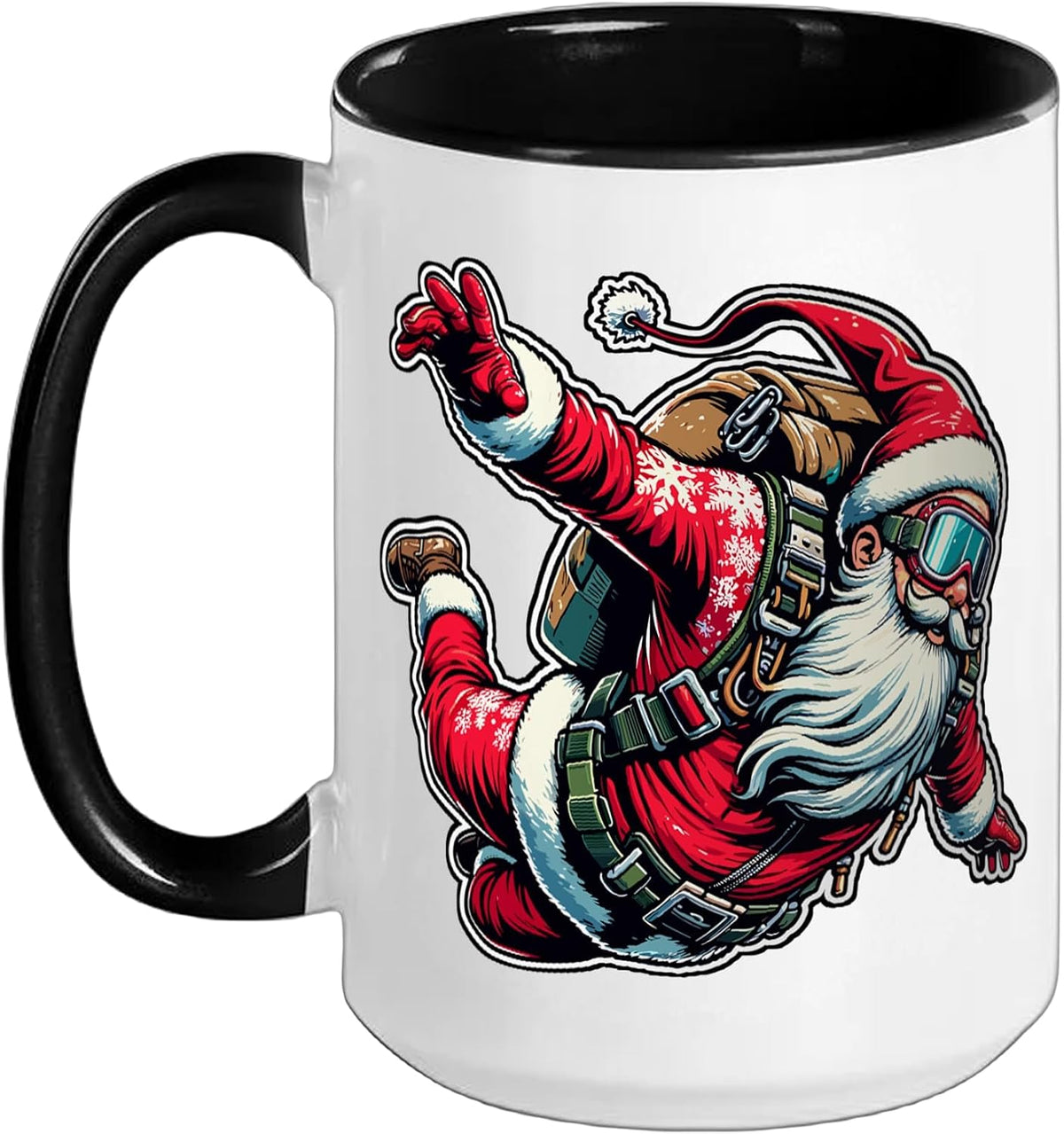 Santa Freefall Skydiving Christmas Ceramic Mug