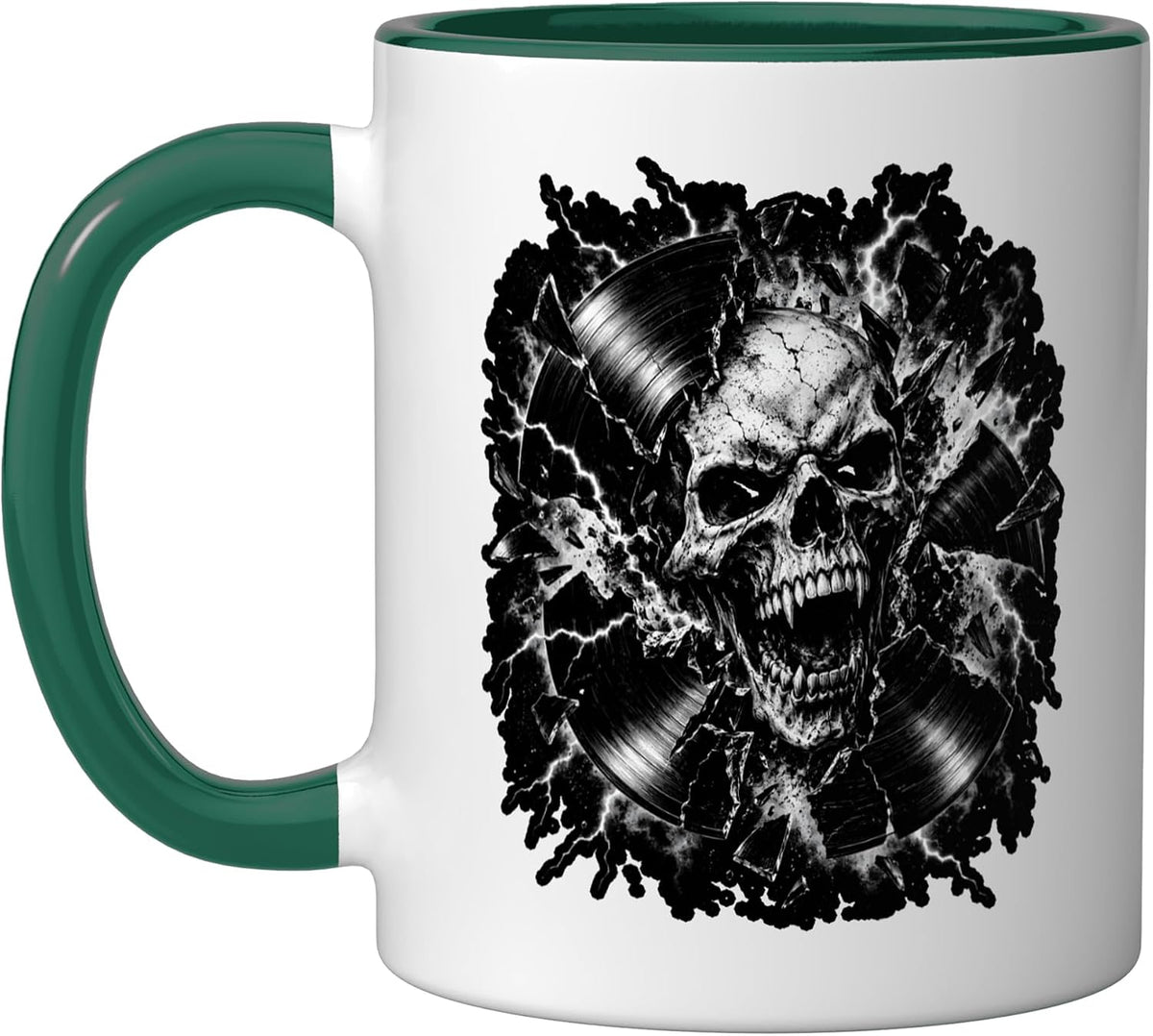 Skull Vinyl Record Rock Music Dark Ceramic Mug