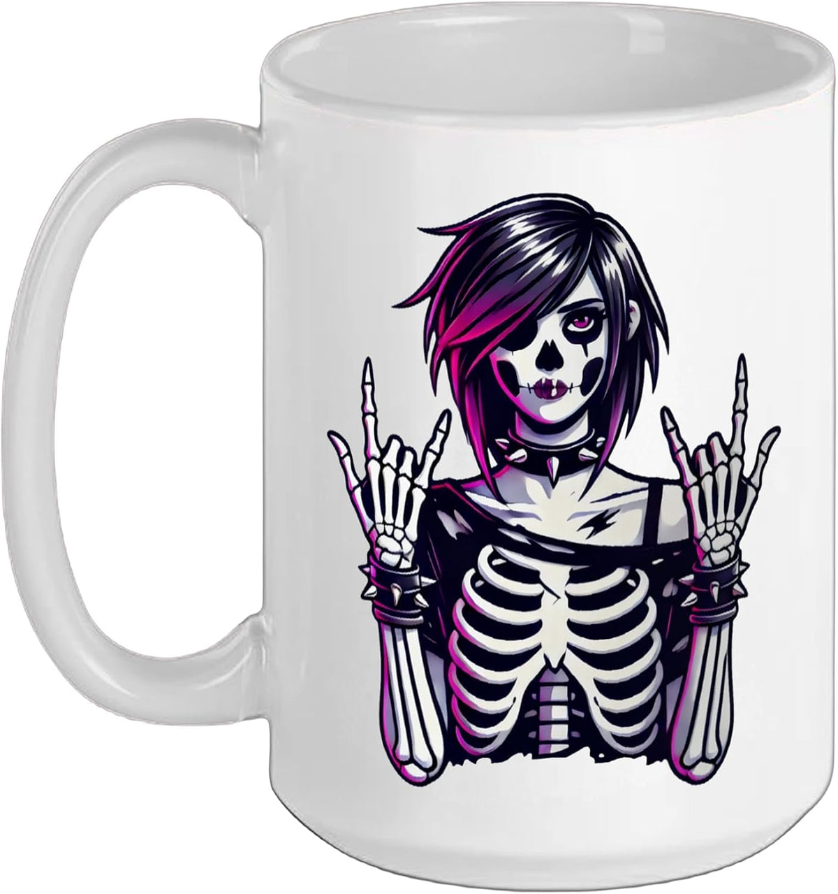 Dark Alt Skeleton Rock Hand Cute Spooky Aesthetic Ceramic Mug