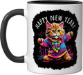 Happy Year Party Dancing Cat Ceramic Mug