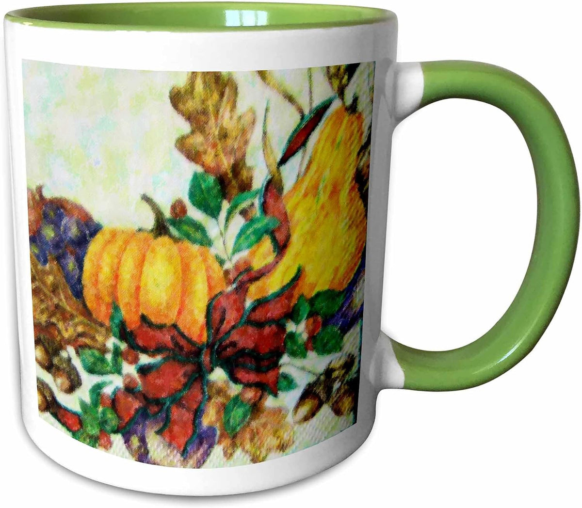 Watercolor Autumn Harvest Pumpkin Scene Ceramic Mug