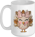 Cute Turkey With Bow Design For Thanksgiving Family Kid Girl Mug