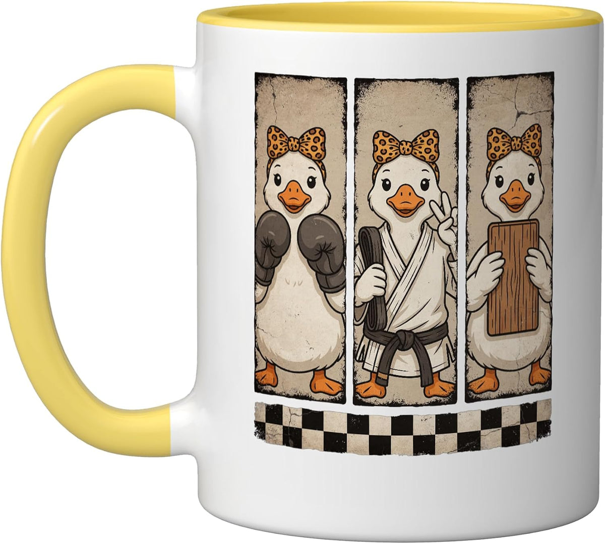 Boxing Karate Duck Triple Panel Martial Arts Ceramic Mug