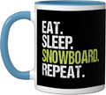 Eat Sleep Snowboard Repeat Bold Quote Ceramic Mug