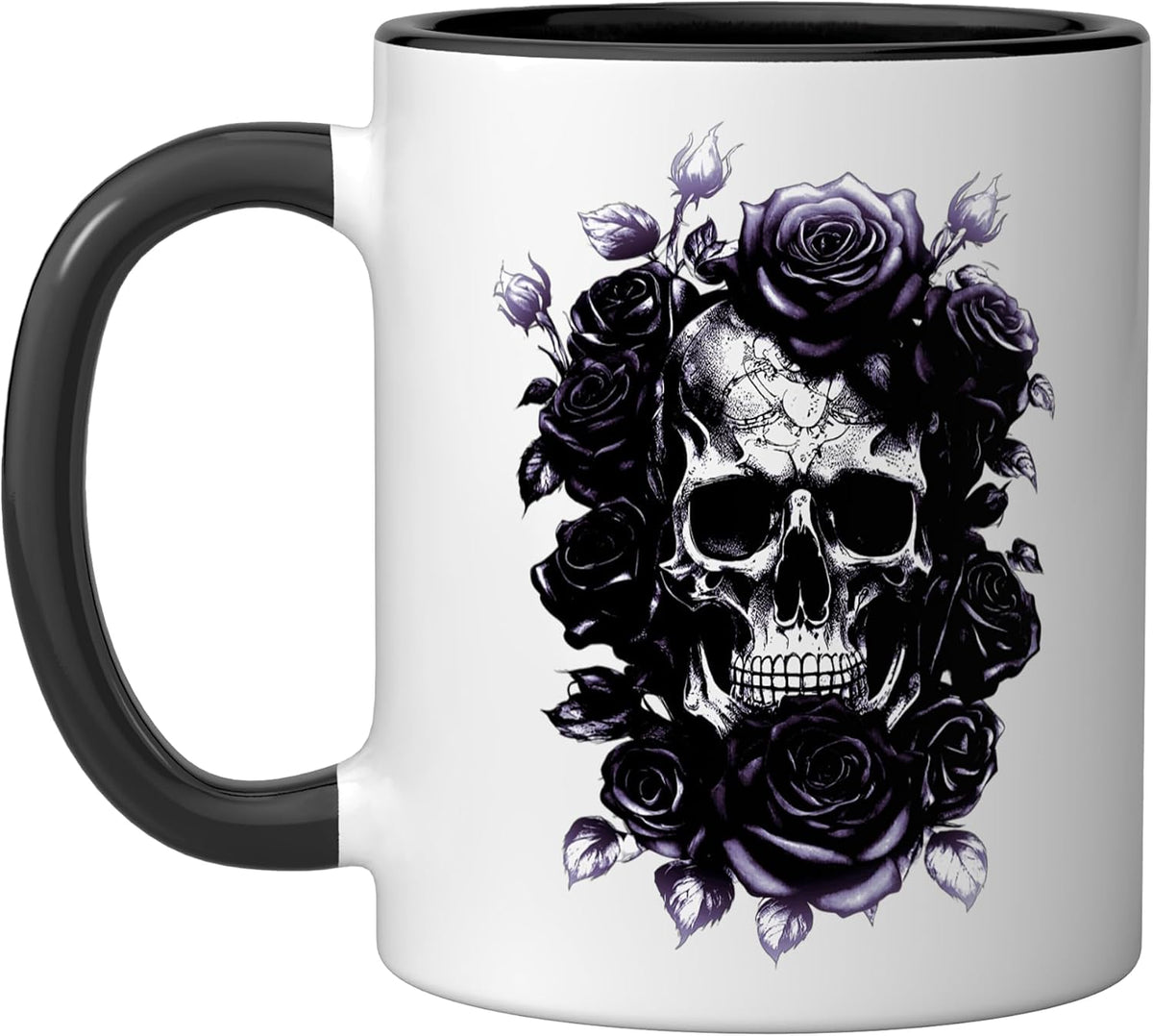 Skeleton Metalhead Skulls And Roses Metal Rock Sultry Ceramic Mug