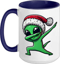 Christmas Dabbing Alien Santa Hat Ceramic Mug