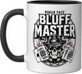 Poker Face Bluff Master Skull Card Player Ceramic Mug