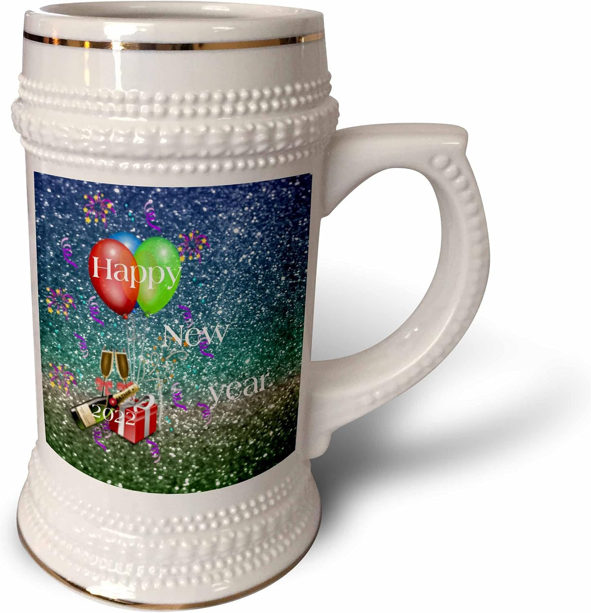 Glitter Champagne New Year Ceramic Mug