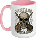 Distressed Rock Roll Skull Crossed Guitars Ceramic Mug