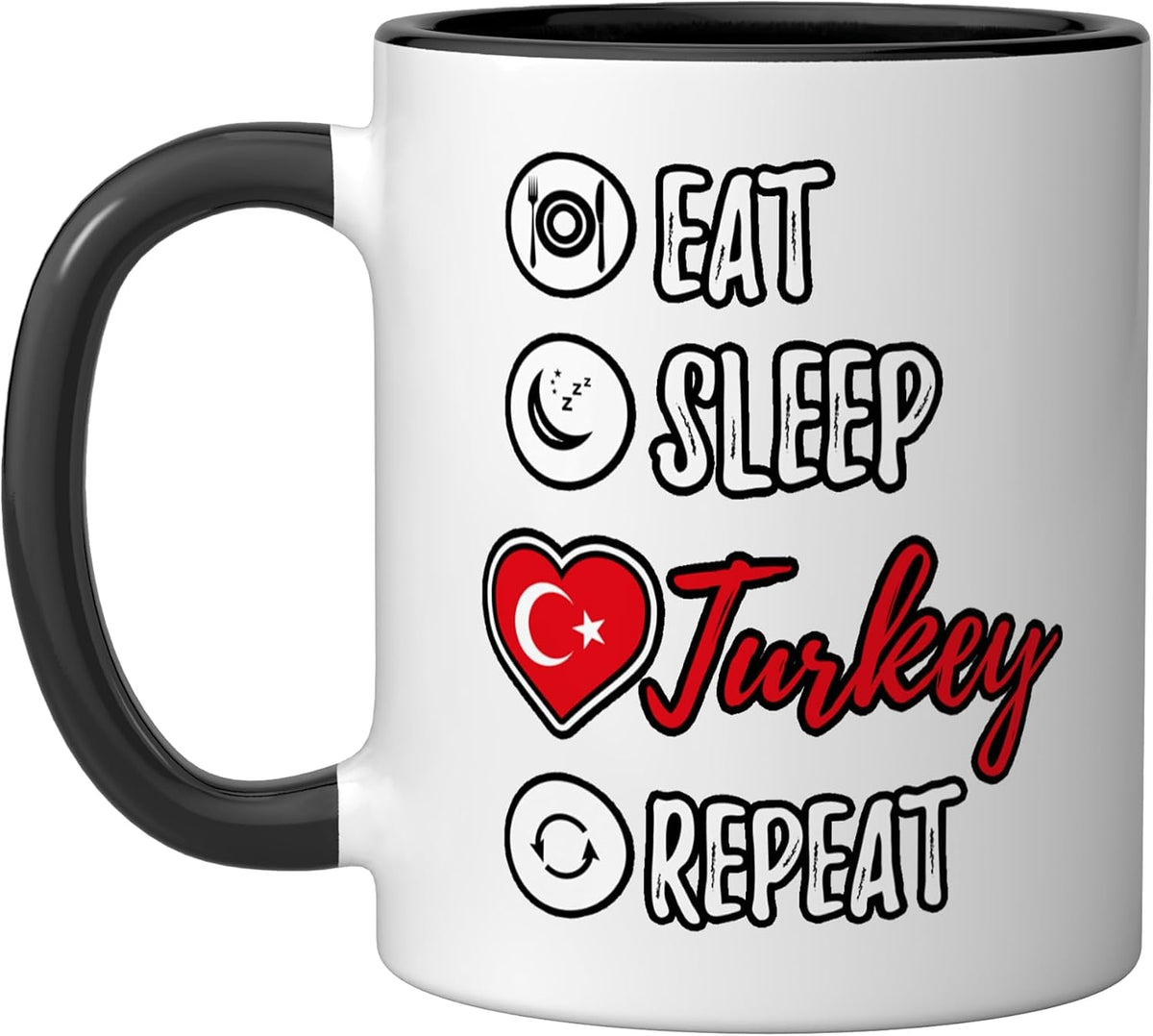 Eat Sleep Turkey Repeat Flag Heart Travel Ceramic Mug