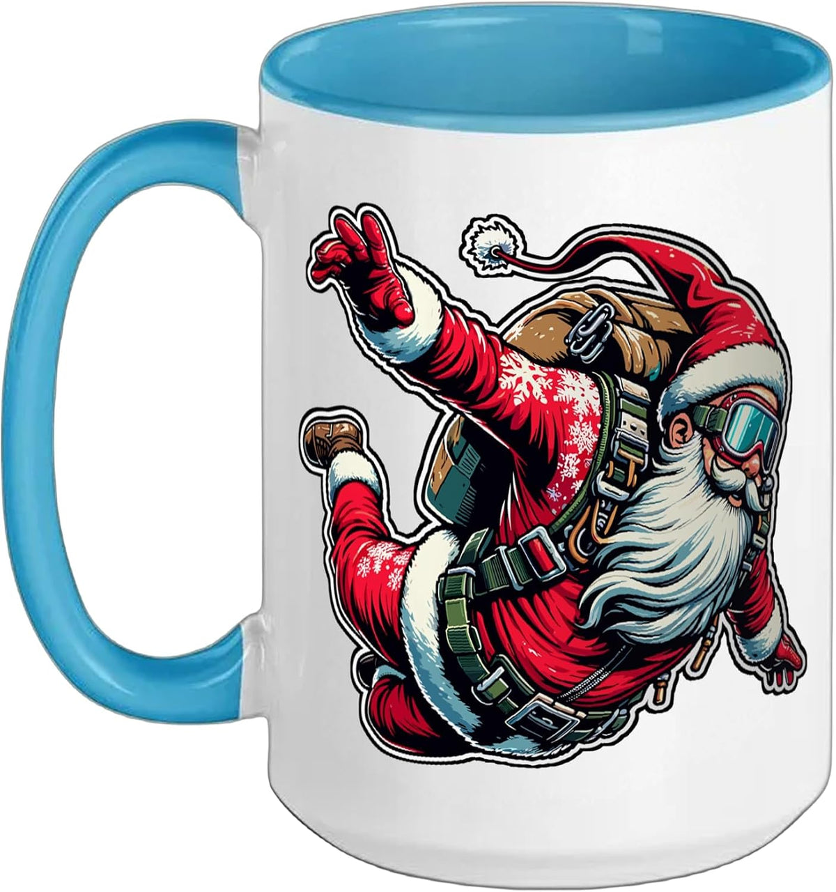 Santa Skydiving Freefall Christmas Ceramic Mug