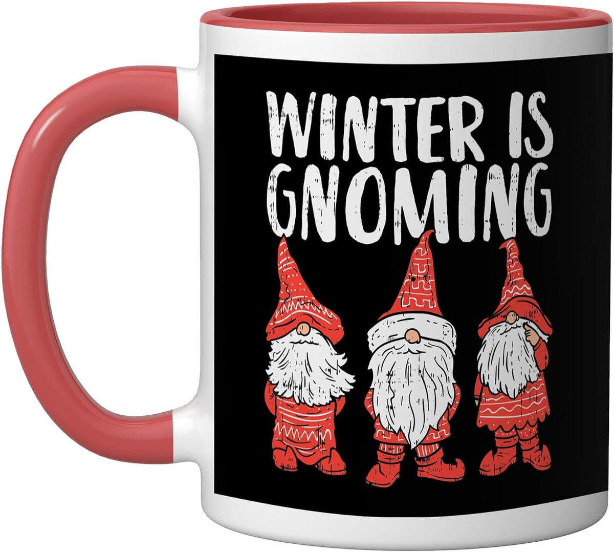 Winter Is Gnoming Buffalo Plaid Nordic Christmas Gnomes Ceramic Mug