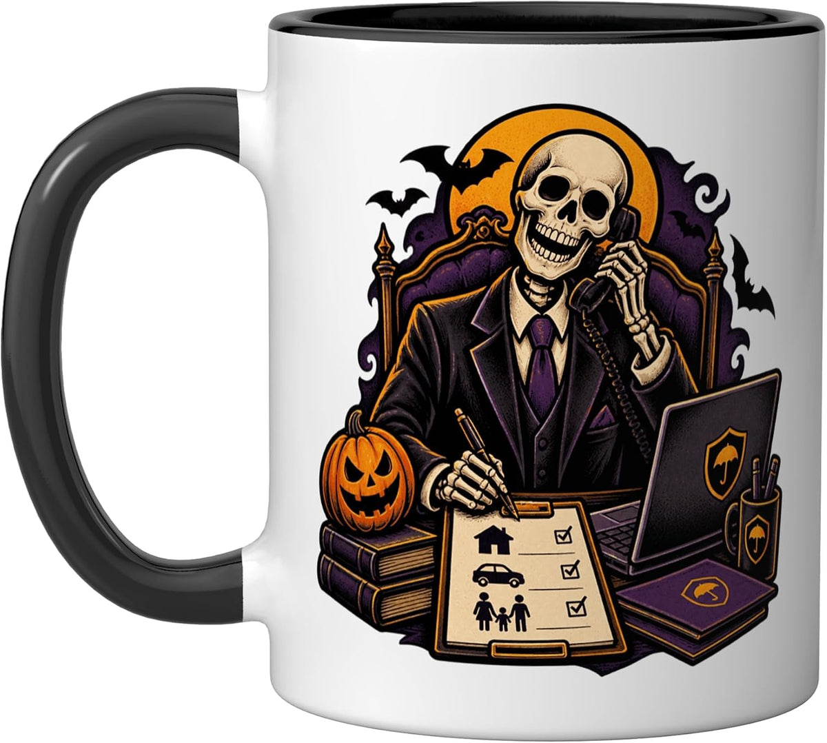 Spooky Skeleton Insurance Agent Halloween Mug