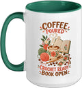 Crochet Coffee Book Cozy Reading Yarn Hobby Humor Ceramic Mug