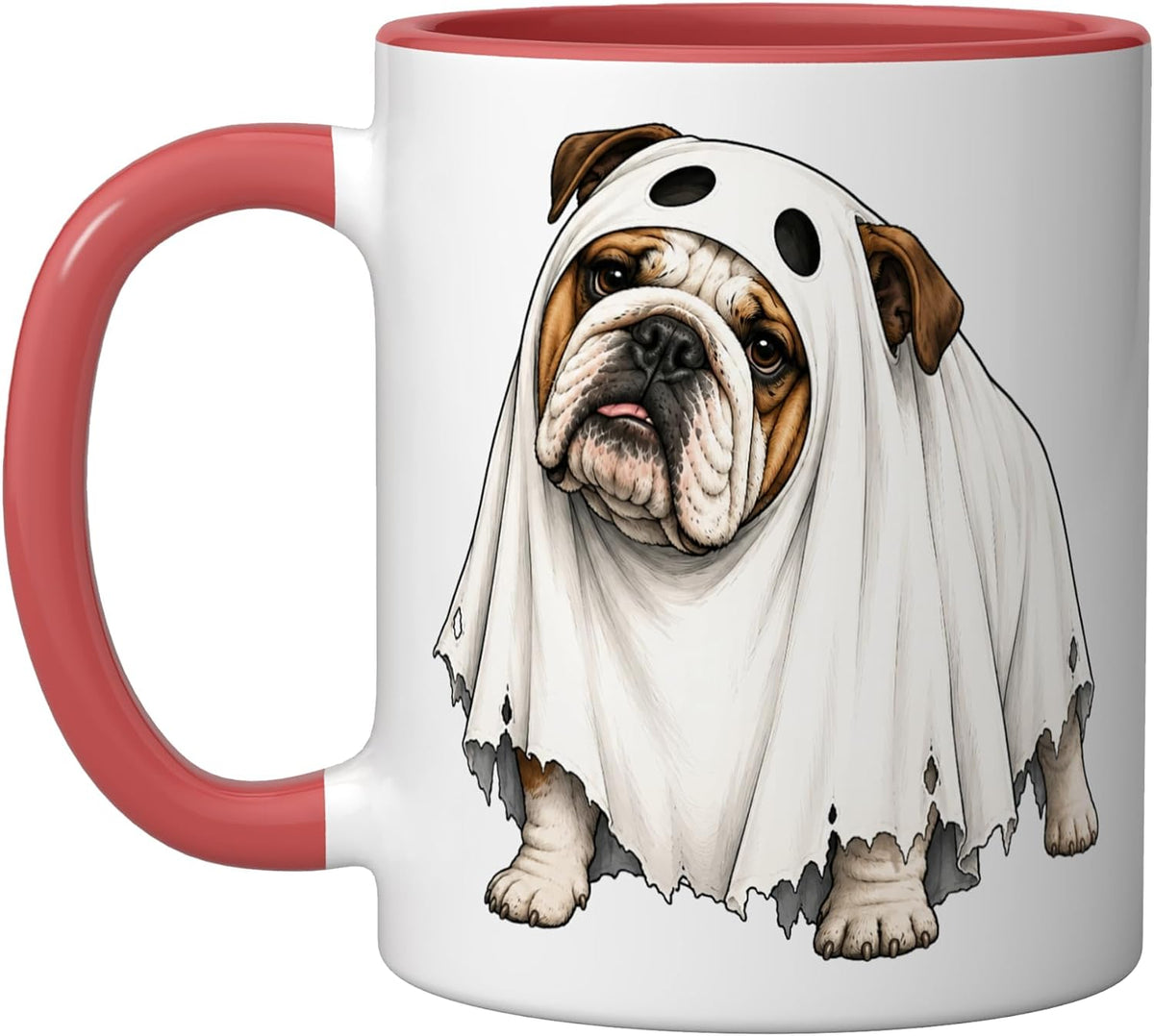 English Bulldog Dog Ghost Halloween Ceramic Mug