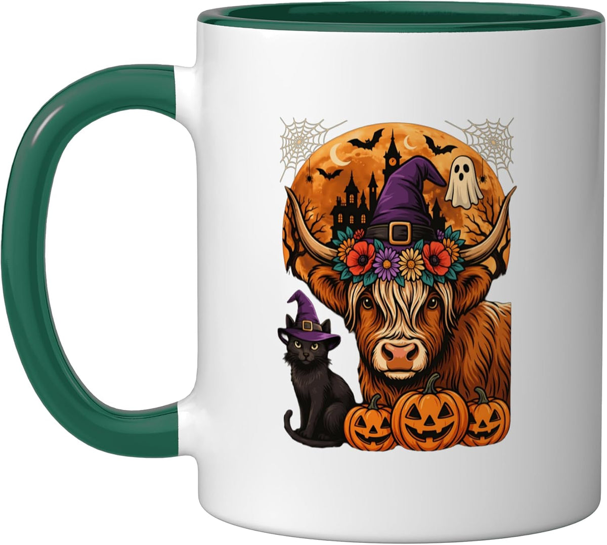 Halloween Highland Cow Pumpkin Spooky Season Costume Ceramic Mug