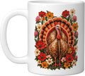 Ornate Turkey With Floral Bouquet Vintage Autumn Ceramic Mug