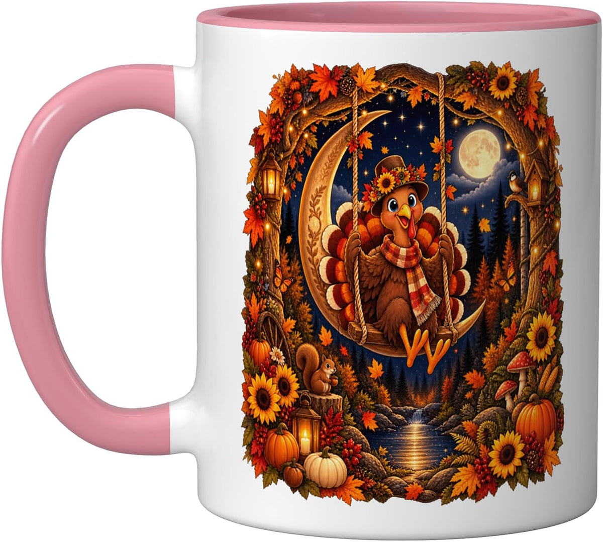 Turkey Moon Swing Night Forest Nature Women Thanksgiving Ceramic Mug