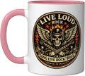 Live Loud Rock Roll Biker Skull Wings Ceramic Mug