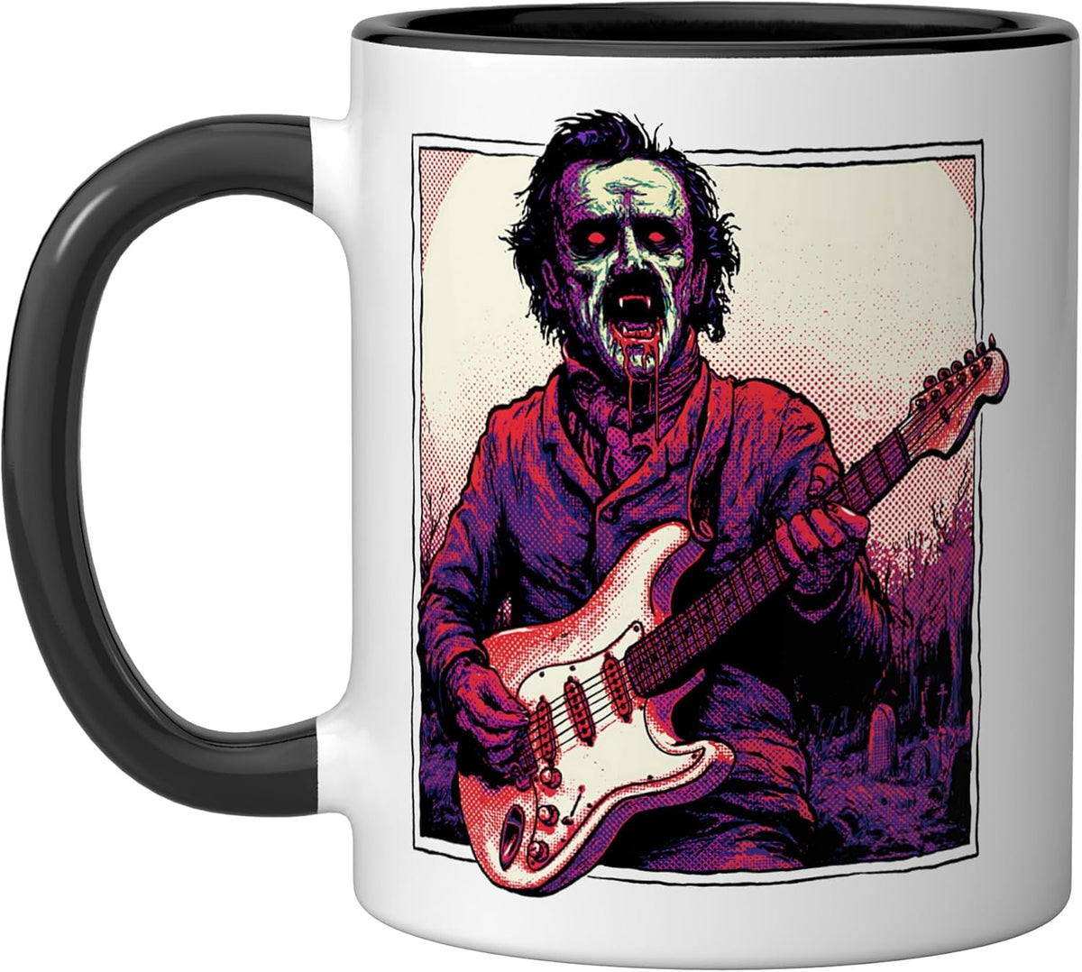 Screaming Vampire Guitarist Horror Comic Rock Ceramic Mug